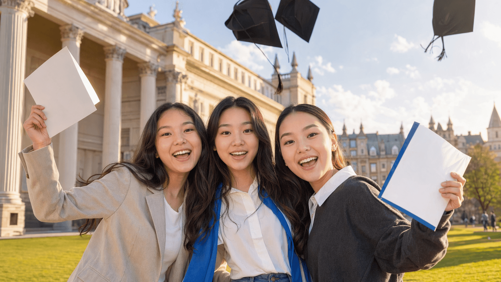 Выпускники празднуют окончание учёбы у университета